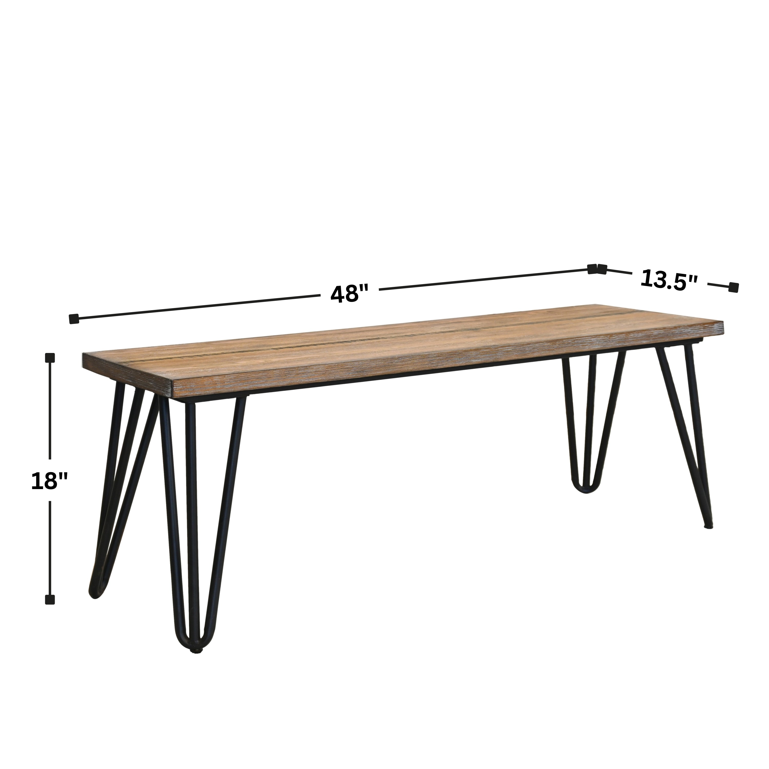 Aryven Industrial Wood Dining Bench, Rustic Dark Pine Finish - Grand Goldman Shop