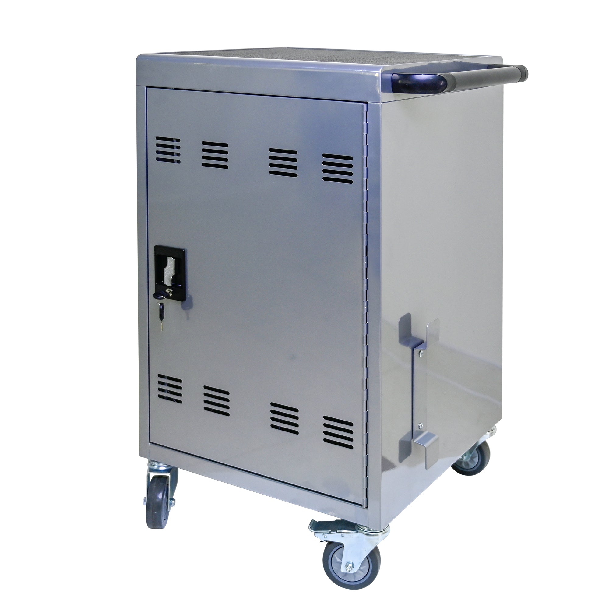 Mobile Charging Cart for Tablets Laptops 35-Device Capacity Matt Silver Metal - Grand Goldman