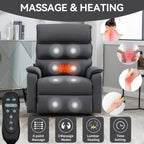 Grey Cat-proof Leather Dual Motor Infinite Position Up to 350 LBS Power Lift Recliner Chair with Power-Remote, Heat Massage and Heavy Duty Motion Mechanism - Grand Goldman Shop