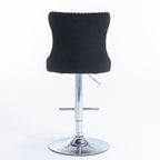 A&A Furniture Modern Swivel Velvet Barstools with Adjustable Height and Chrome Base, Black, Set of 2 - Grand Goldman Shop