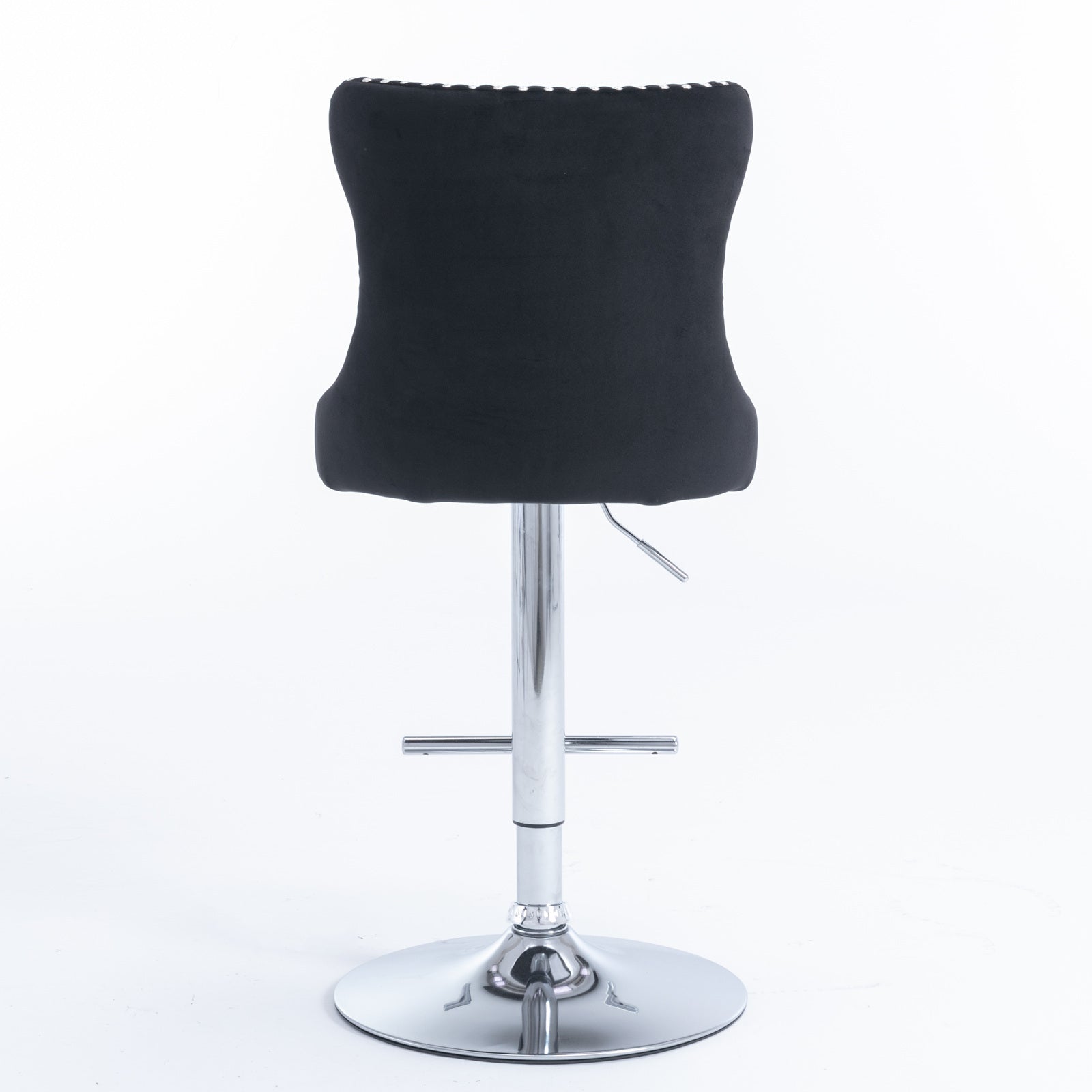A&A Furniture Modern Swivel Velvet Barstools with Adjustable Height and Chrome Base, Black, Set of 2 - Grand Goldman Shop