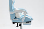 Cat Ears Gaming Chair - Ergonomic PU Leather Office Chair, Cute Chair with Footrest for Adult 310lbs Capacity, 90°-155° Recli