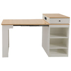 K&K 59.5' Kitchen Island with Extendable Dining Table, Kitchen Storage Table with Double-sided Storage, Kitchen Island with 2 Drawers, Power Outlet, Side Open Shelves, for Kitchen, Dining Room, White - Grand Goldman Shop