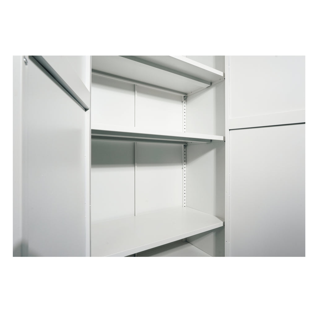 71'' 2 Shapely Doors Cabinet, Metal Storage Cabinet with Doors and Adjustable Shelves, for Bedroom, Living Room, Kitchen (White) - Grand Goldman Shop