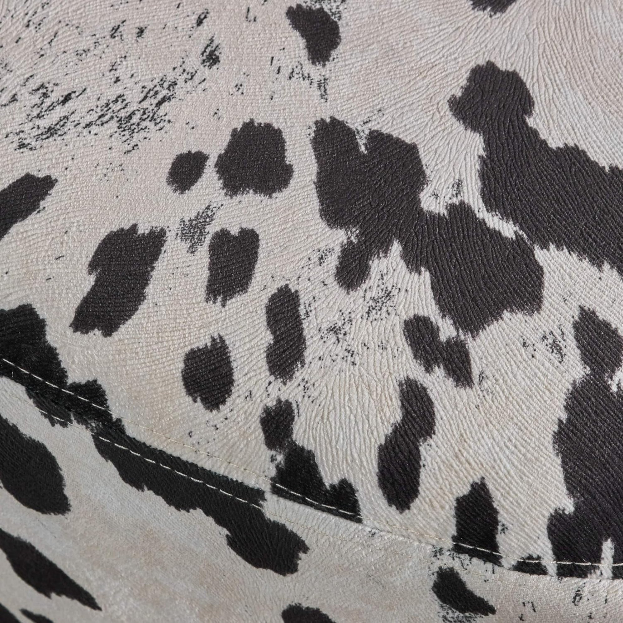 Cow-Shaped Ottoman Footstool, Black and White Modern Accent Stool with Velvet Horns, Fabric Body, Birch Legs - Grand Goldman Shop
