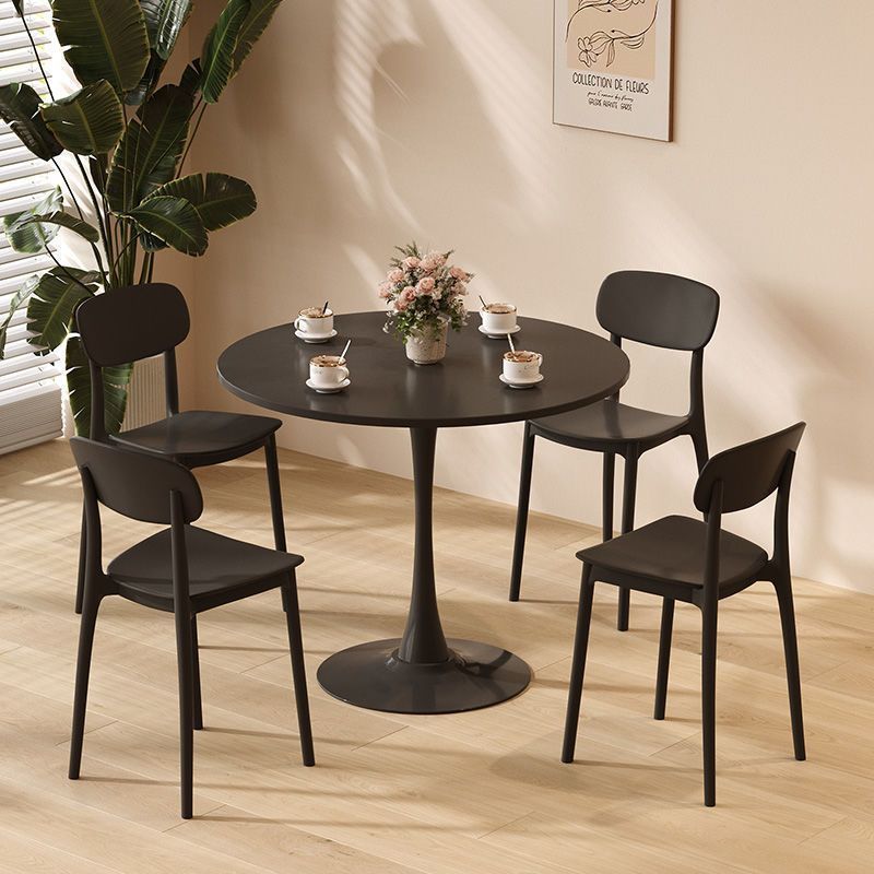 Black Round Table, Modern Dining Table, MDF Top and Steel Base Tulip Round Kitchen Table, Mid Century Coffee Table for Living Room 24 Inch, Kitchen Table, Oval Dining Table - Grand Goldman Shop