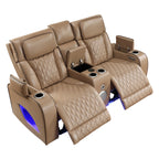 Fortuner Power Reclining 3Pc Living Room Set in Caramel Faux Leather with LED Lights, Massage Function, Bluetooth Speakers and Wireless Charging - Grand Goldman Shop