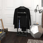 Accent Portable Garment Rack,Clothes Valet Stand with Storage Organizer,Black Finish - Grand Goldman Shop