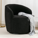 Teddy Fabric Swivel Accent Armchair Barrel Chair With Black Powder Coating Metal Ring,Black - Grand Goldman Shop
