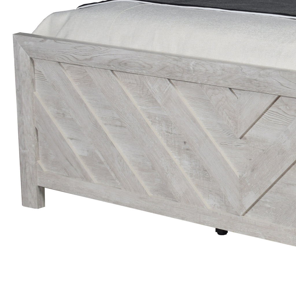 DENVER Modern Queen 4-Piece Bedroom Set with Bed, Dresser, Mirror and Nightstand, Natural Finish, Contemporary Storage Furniture Set - Grand Goldman Shop
