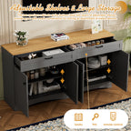 ON-TREND 3-Piece Farmhouse Entertainment Center with Storage Cabinet for TVs Up to 70', Mid-Century TV Stand with Bookshelf, Rustic Versatile Sideboard with Adjustable Shelves for Living Room, Grey - Grand Goldman Shop