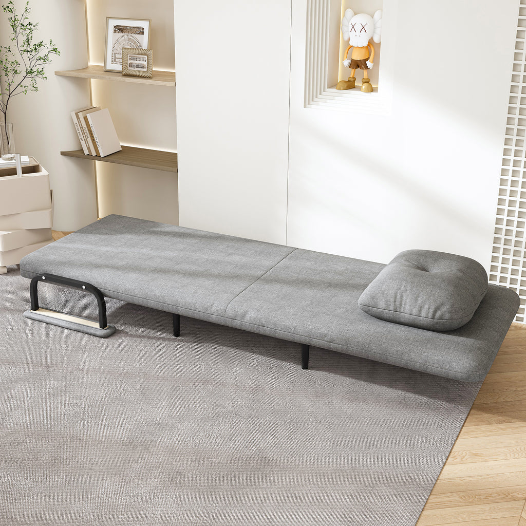 Folding Sofa Bed 5-in-1 Convertible Chair with Adjustable Backrest and Pillow, Grey Flannelette, Compact Design - Grand Goldman Shop