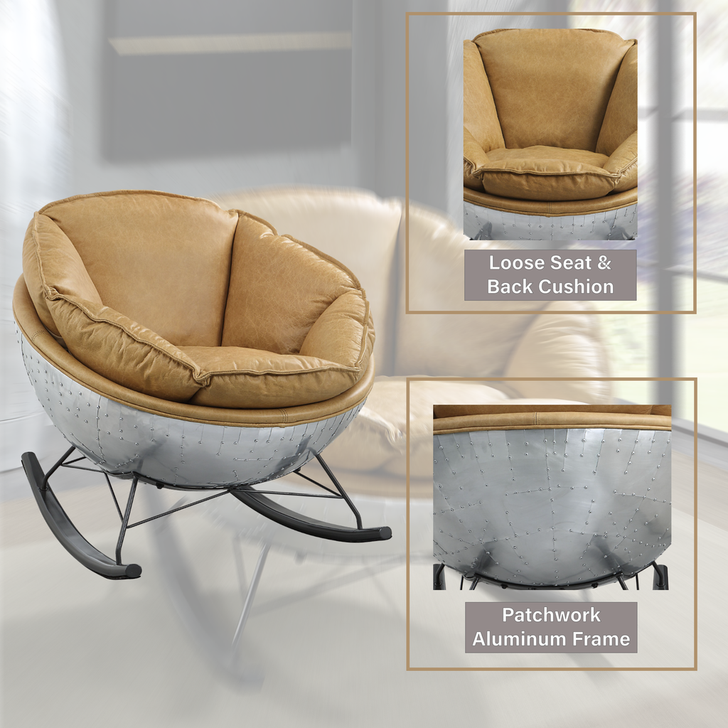 Pippin Morocco Top Grain Leather Rocking Chair - Grand Goldman Shop