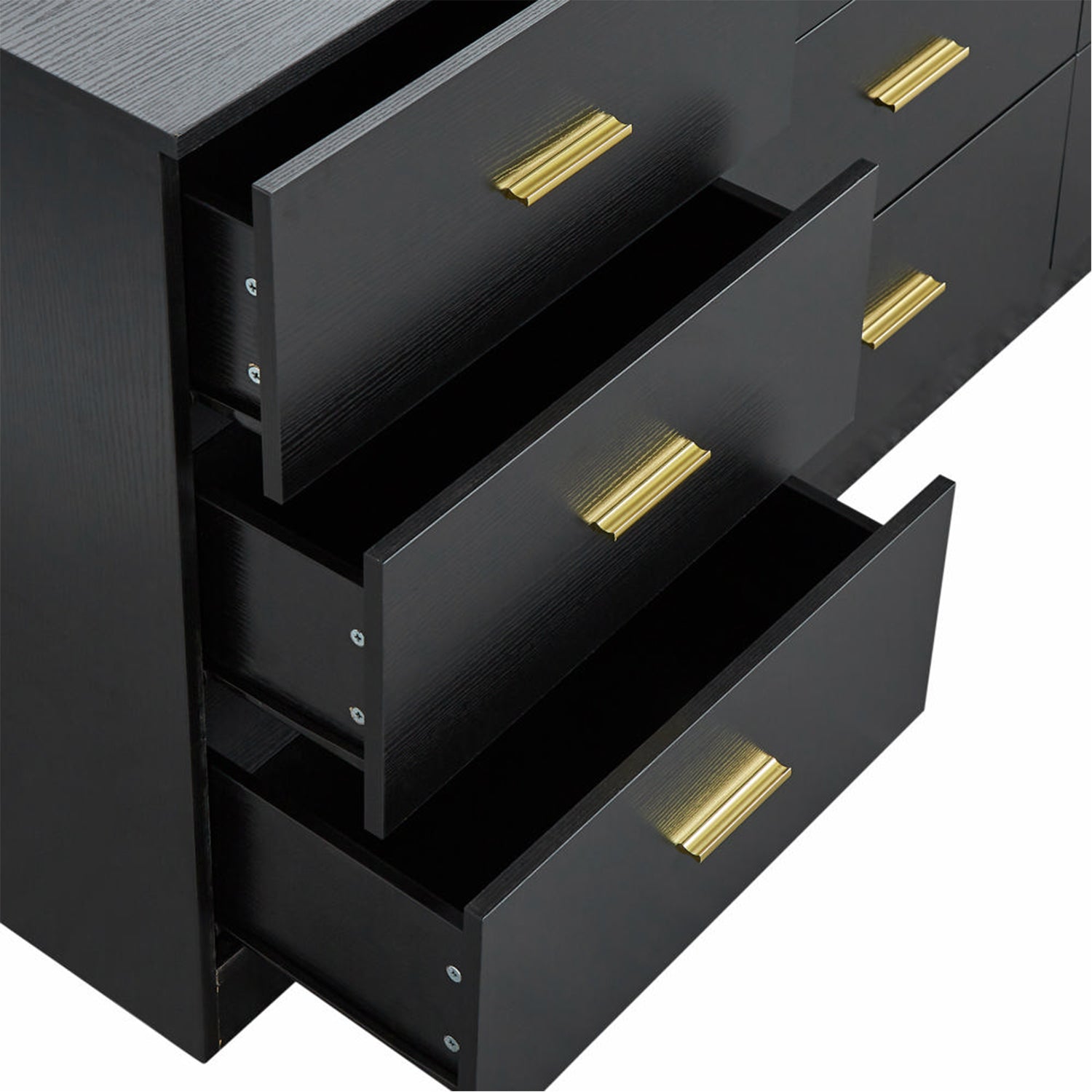 Modern Black 9-Drawer Dresser for Bedroom - Ample Storage Chest of Drawers in Engineered Wood - Grand Goldman Shop