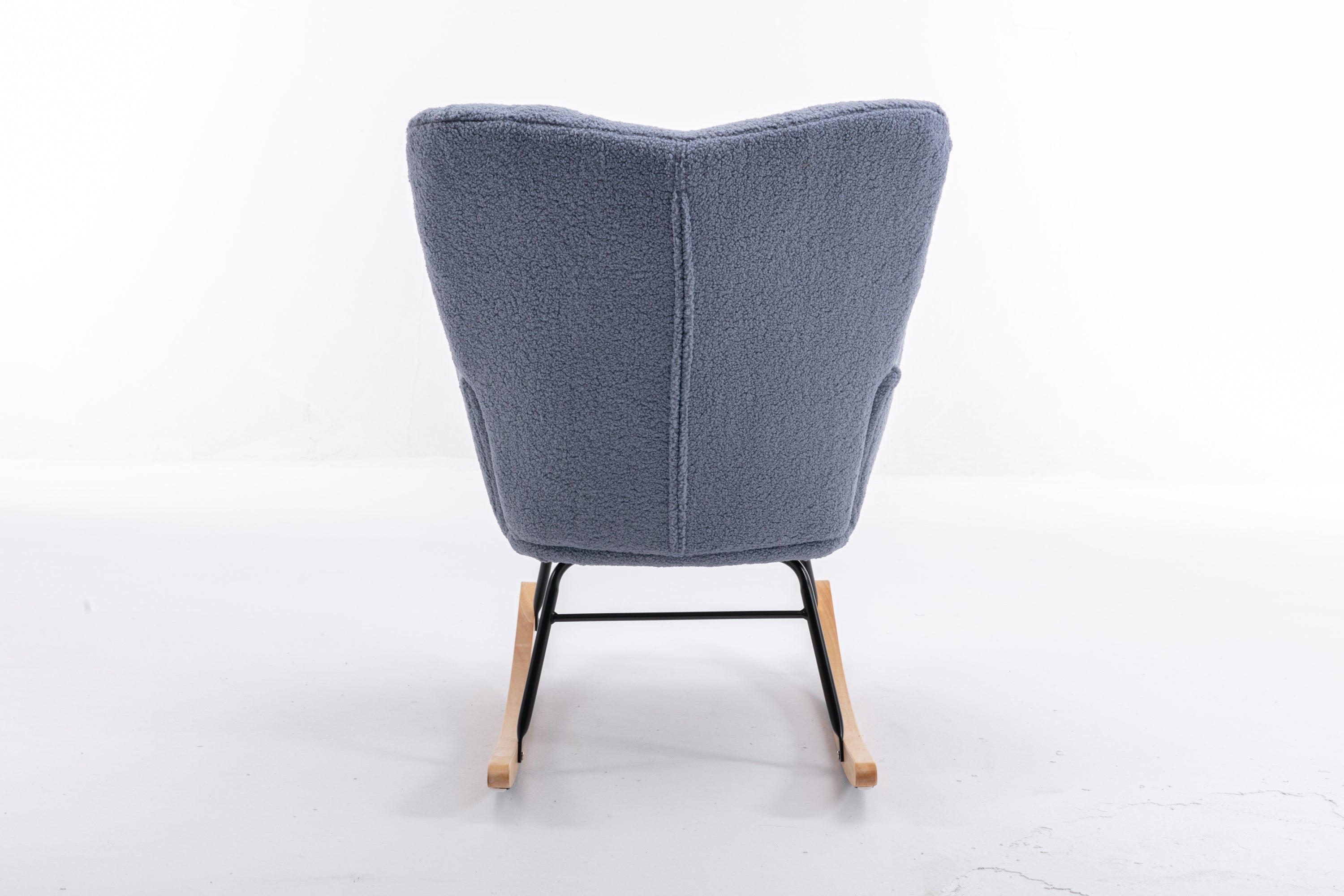 050-Teddy Fabric Rocking Gilder Nursery Chair For Living Room Indoor,Light Blue - Grand Goldman Shop