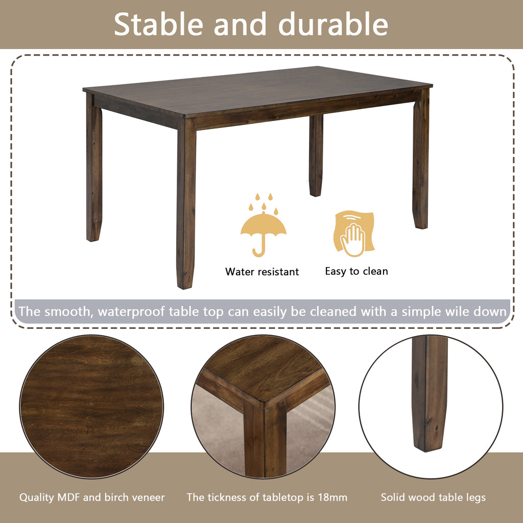 6PCs Kitchen Dining Set, Rectangular Wooden Dining Table with 4 Upholstered Chairs and a Bench, Dining Table Set for 6 People, Living Room, Home Bar and Kitchen, Walnut - Grand Goldman Shop