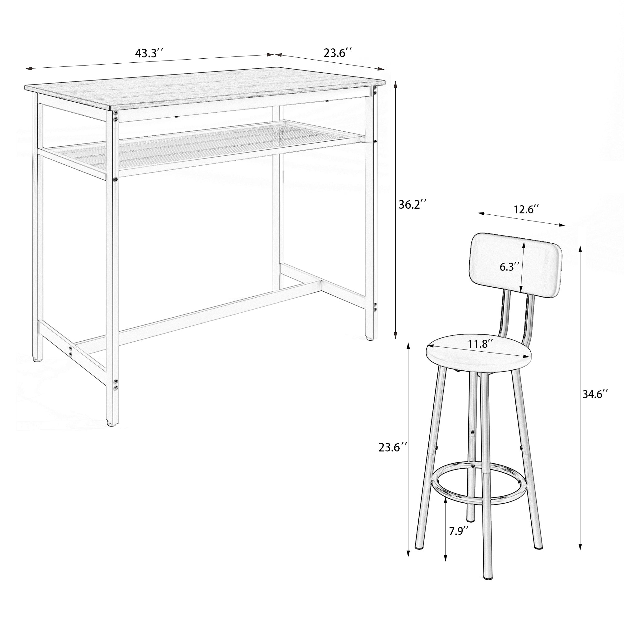 5-Piece Kitchen Counter Height Table Set, Bar Table with 4 Chairs - Grand Goldman Shop