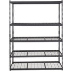 Storage Shelving Unit, 5-Tier Adjustable, 2000 lbs Capacity, Heavy Duty Garage Shelves Metal Organizer Wire Rack, Black, 60' L x 24' W x 78' H for Kitchen Pantry Basement Bathroom Laundry Closet - Grand Goldman Shop