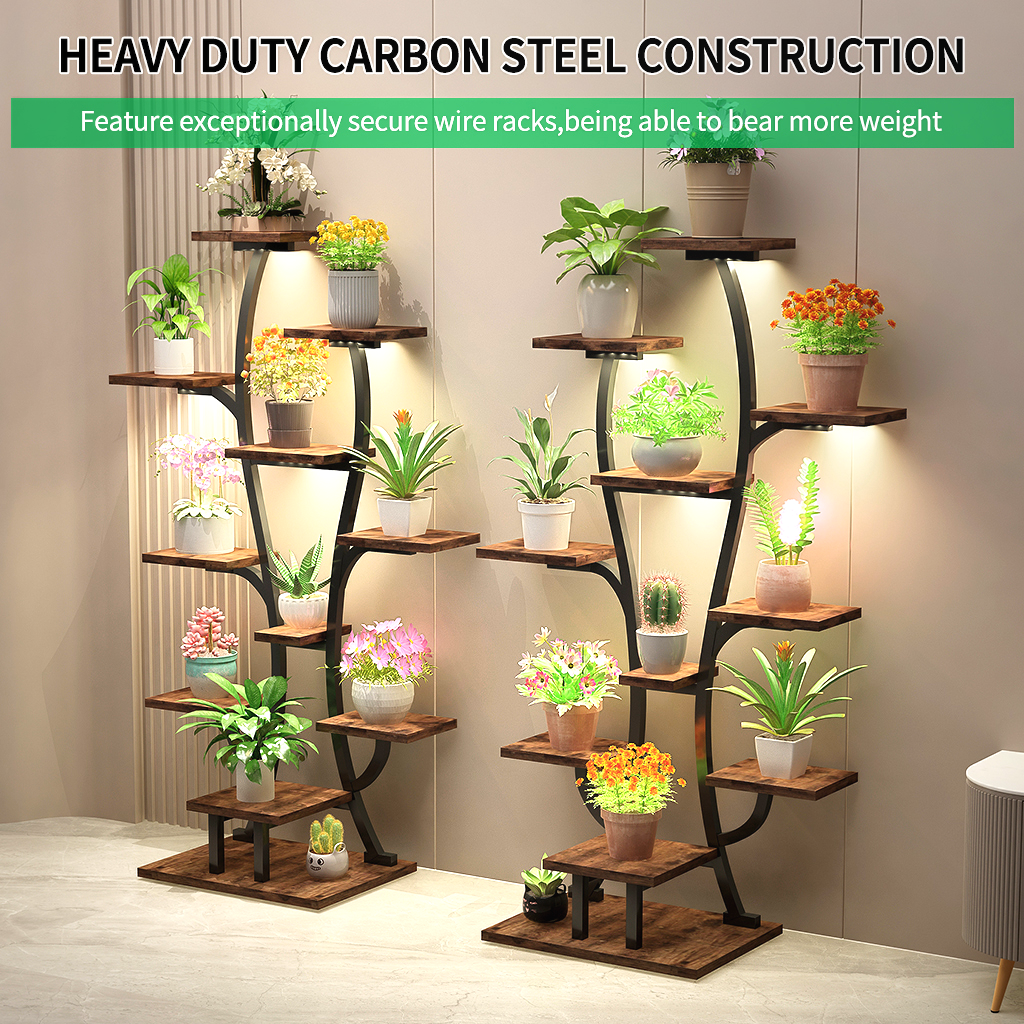 (Vase Shape) Plant Stand Indoor with Grow Lights, Indoor Plant Shelf, Metal Plant Flower Holder Stand, Vase Shape Plant Rack for Home, Patio, Plant Stand, Plant Stand Indoor - Grand Goldman Shop