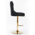 A&A Furniture Modern Swivel Velvet Barstools with Adjustable Seat Height, Comfortable Black Tufted Upholstery, Set of 2 - Grand Goldman Shop