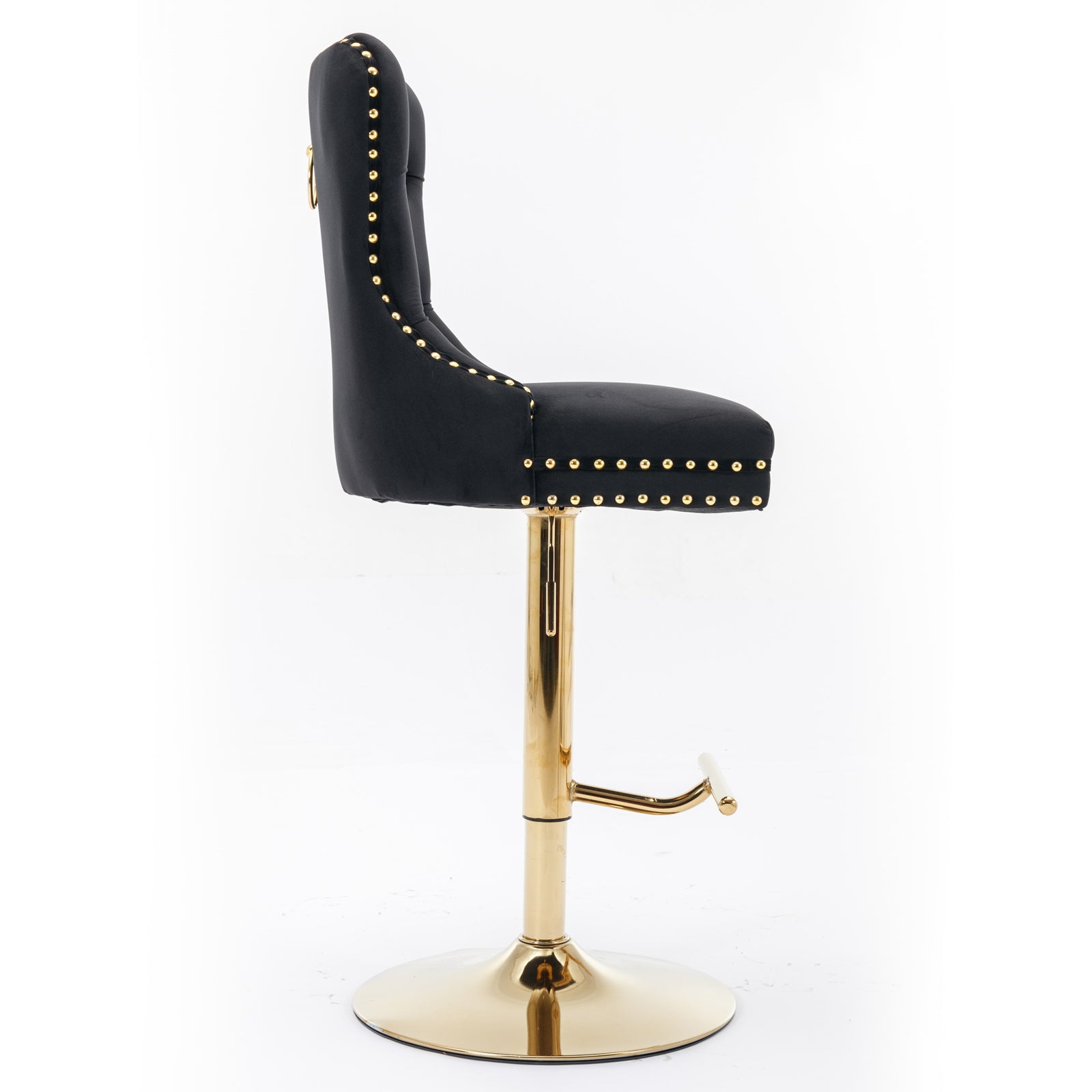 A&A Furniture Modern Swivel Velvet Barstools with Adjustable Seat Height, Comfortable Black Tufted Upholstery, Set of 2 - Grand Goldman Shop