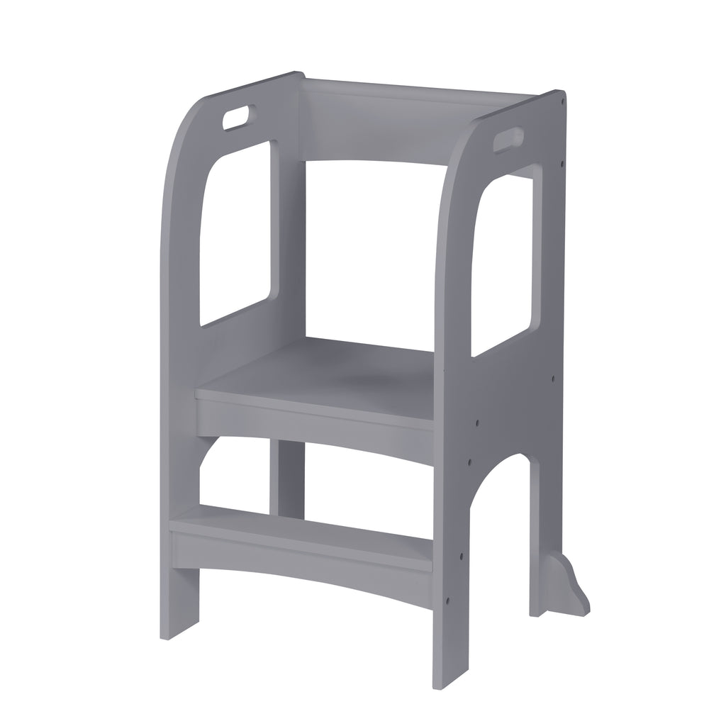 Gray Child Standing Tower Step Stool for Kitchen Counter MDF | Premium Home Decor - Grand Goldman