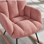 Glider Chair for Living Room Tufted Upholstered Teddy Fabric Rocking Chair with Metal Frame Accent Chair Pink - Grand Goldman Shop
