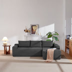 96.9'Compressible doubleCloud Sectional Couch with L-Shape Chaise,Modern Modular Sofa with Deep Seat,Upholstered Couches for Living Room Bedroom,No Assembly Required,(Plush Corduroy Fabric),Grey Right - Grand Goldman Shop