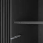 4 Doors Wardrobe Closet with Mirror, LED Wardrobe with Doors and 2 Drawers, Wooden Wardrobe Storage Cabinet with Hanging Rod, Adjustable Shelves, Black - Grand Goldman Shop