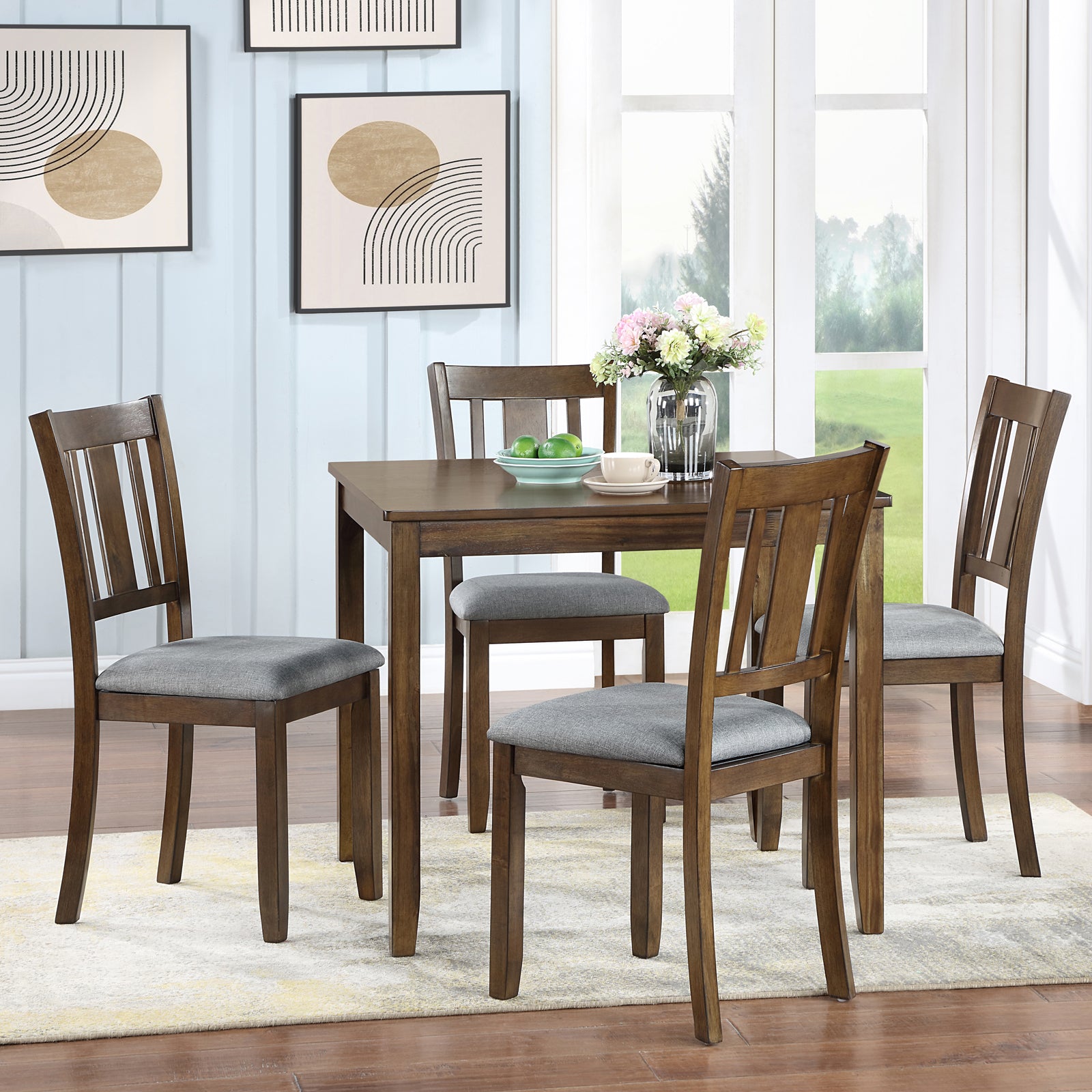 Wooden Dining Square Table, Kitchen Table for Small Space, 4 Person Dining Table, Walnut ONLY THE TABLE - Grand Goldman Shop