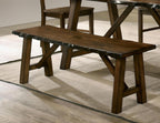 Rustic Walnut Finish 1pc Bench Only Live Edge Design Distressed Wood Seat Dining Room Furniture Solid wood Bench - Grand Goldman Shop