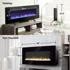 48 inch Curved Front Wall Mounted Electric Fireplace with remote and multi color flame & emberbed - Grand Goldman Shop