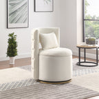 360° Swivel Accent Chair with Storage Function, Velvet Curved Chair with Gold Metal Base for Living Room, Nursery, Bedroom - Grand Goldman Shop