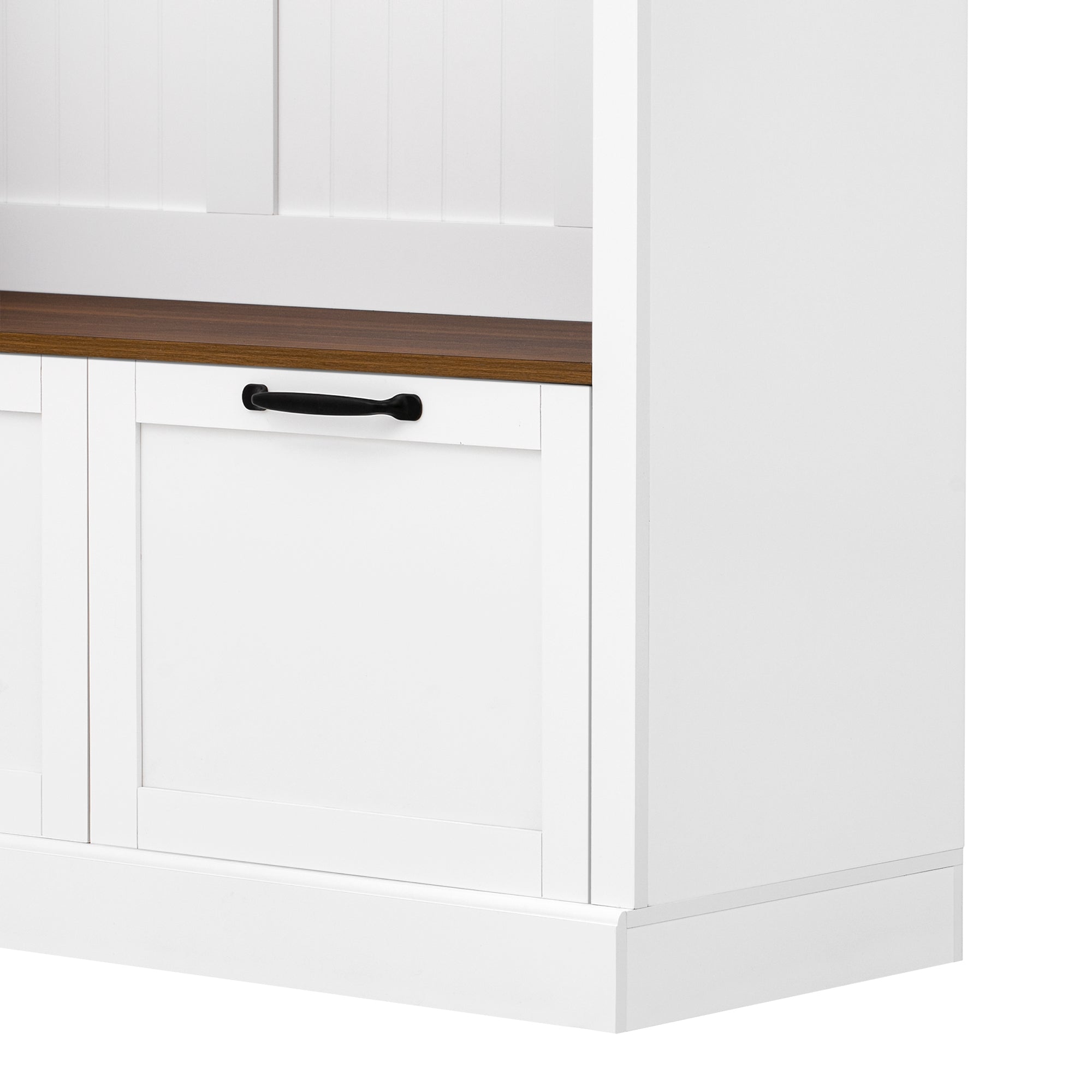 3-in-1 Hall Tree with Overhead Storage Cabinet, 3 Adjustable Side Shelves, 4 Heavy-Duty Hooks, 2 Spacious Drawers, Grooved Back Panel Design, Contrasting Seat Bench, Multifunctional Entryway Organizer - Grand Goldman Shop