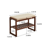 (Walnut Color) Solid Wood Shoe Bench, Beech Wood Storage Rack Organizer with High Rebound Sponge Cushion - Grand Goldman Shop