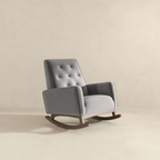 Premium Demetrius Light Grey Fabric Solid Wood Rocking Chair for Living Room and Nursery 36.6'H x 27.5'W x 39'D or Living Room Bedroom Reading - Grand Goldman Shop
