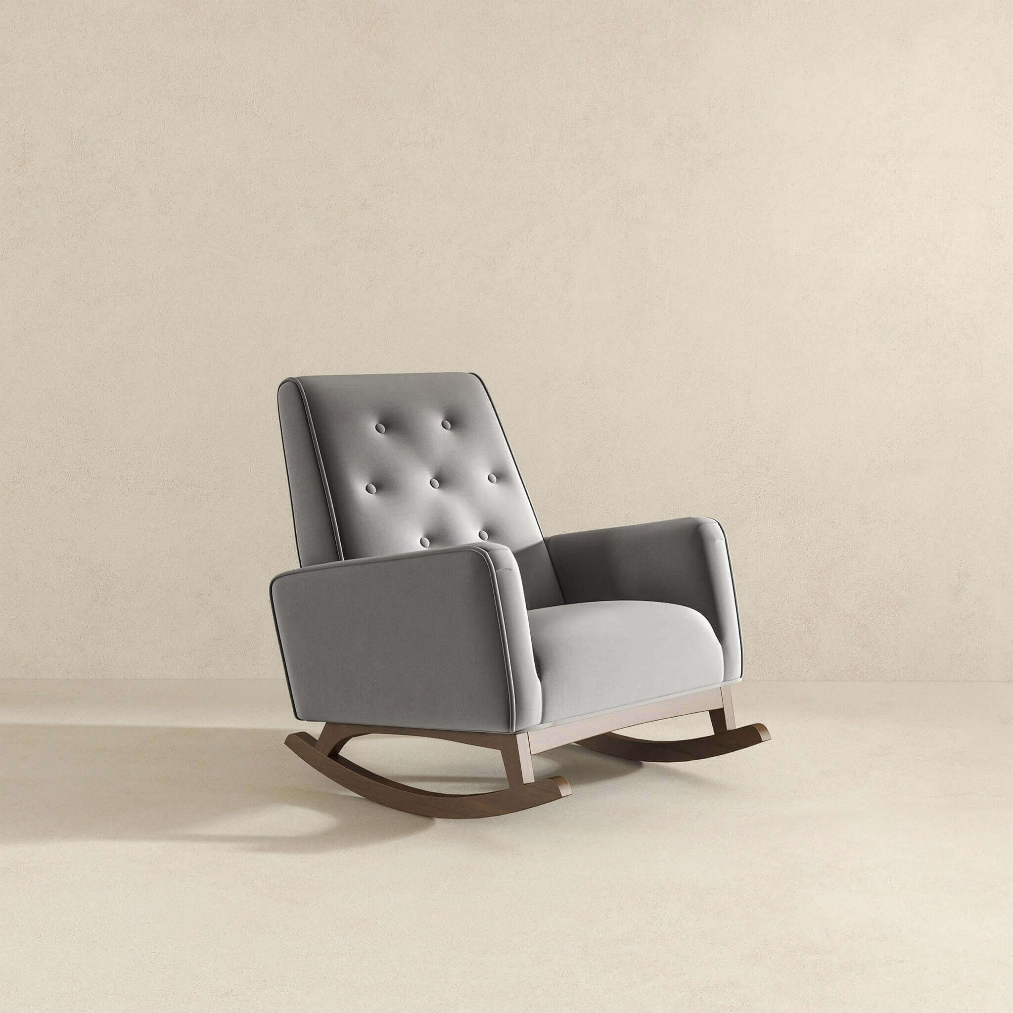 Premium Demetrius Light Grey Fabric Solid Wood Rocking Chair for Living Room and Nursery 36.6'H x 27.5'W x 39'D or Living Room Bedroom Reading - Grand Goldman Shop