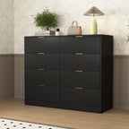 8 Drawers Dresser for Bedroom, Wood Bedroom Dresser Modern Drawer Chest, 8 Chest of Drawer, Tall Dresser for Closet, Dressers Organizer for Living Room, Closet, Hallway Black - Grand Goldman Shop