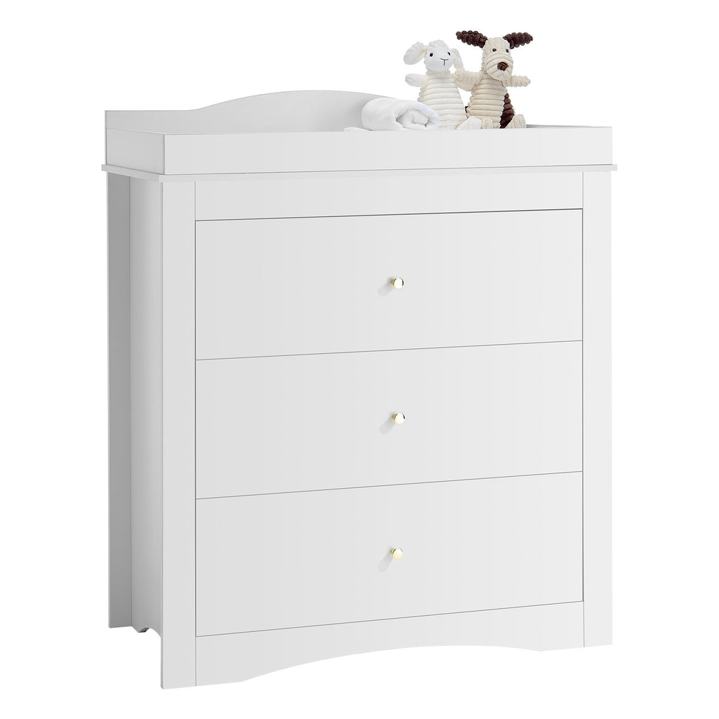 Changing Table Dresser Baby Diaper Change Station with 3 Drawers White - Grand Goldman