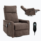 Heat Massage Manual Recliner Chair with Rocker and Swivel in Fabric for Living Room, Brown - Grand Goldman Shop