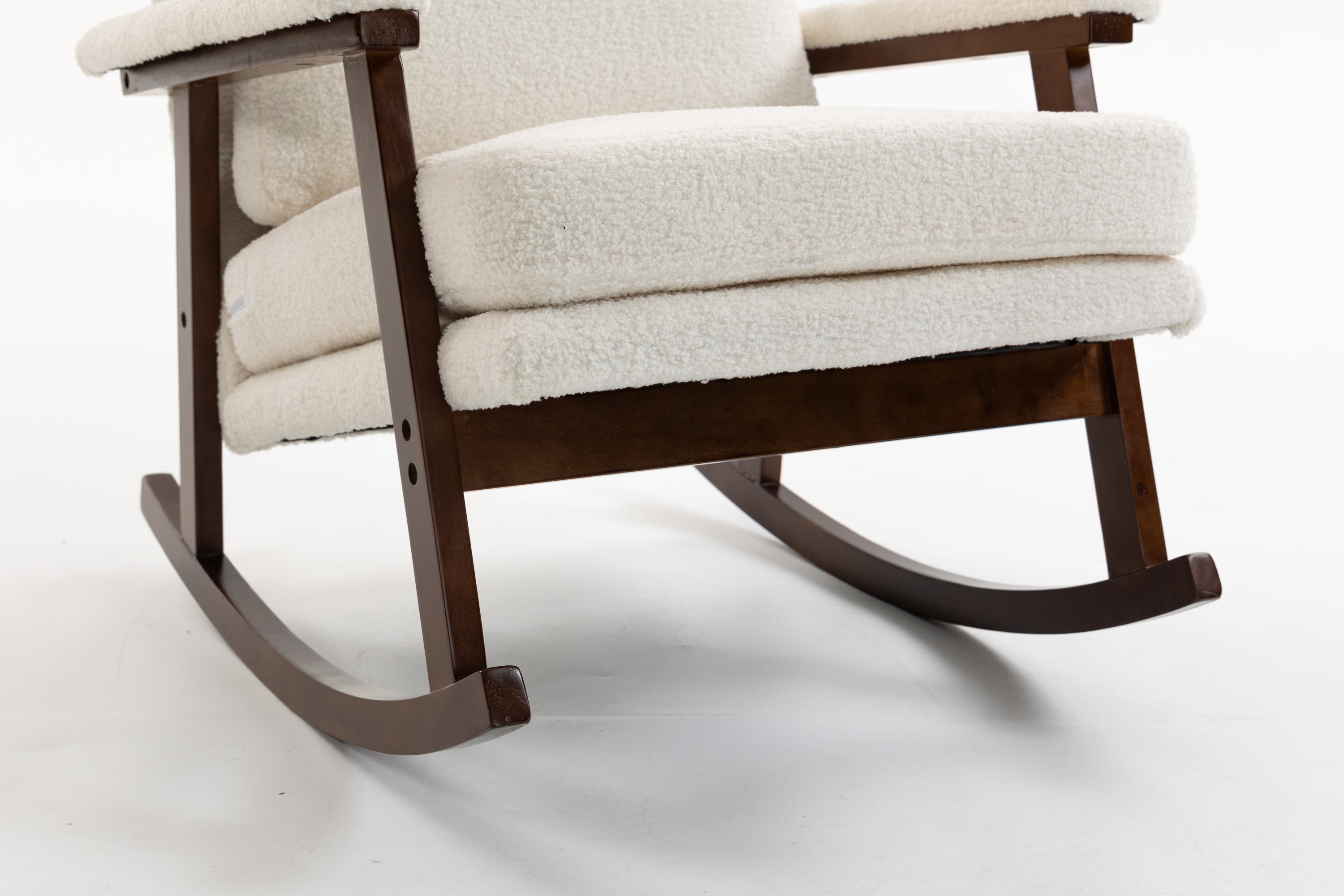 Mid Century Modern Accent Chair ,rocking chair with Wood Frame, Upholstered Living Room Chairs , Reading Armchair for Bedroom Sunroom - Grand Goldman Shop