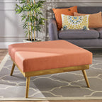 33' Large Square Ottoman Coffee Table, Upholstered Footrest Ottoman with Wood Farmhouse, for Living Room - Grand Goldman Shop
