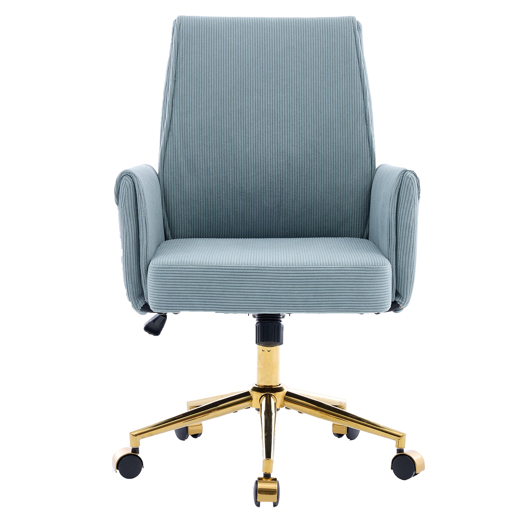 Ergonomic Mid-Back Office Chair with Striped Corduroy Fabric, Blue, Designed for Work, Study, and Relaxation | Premium Home D