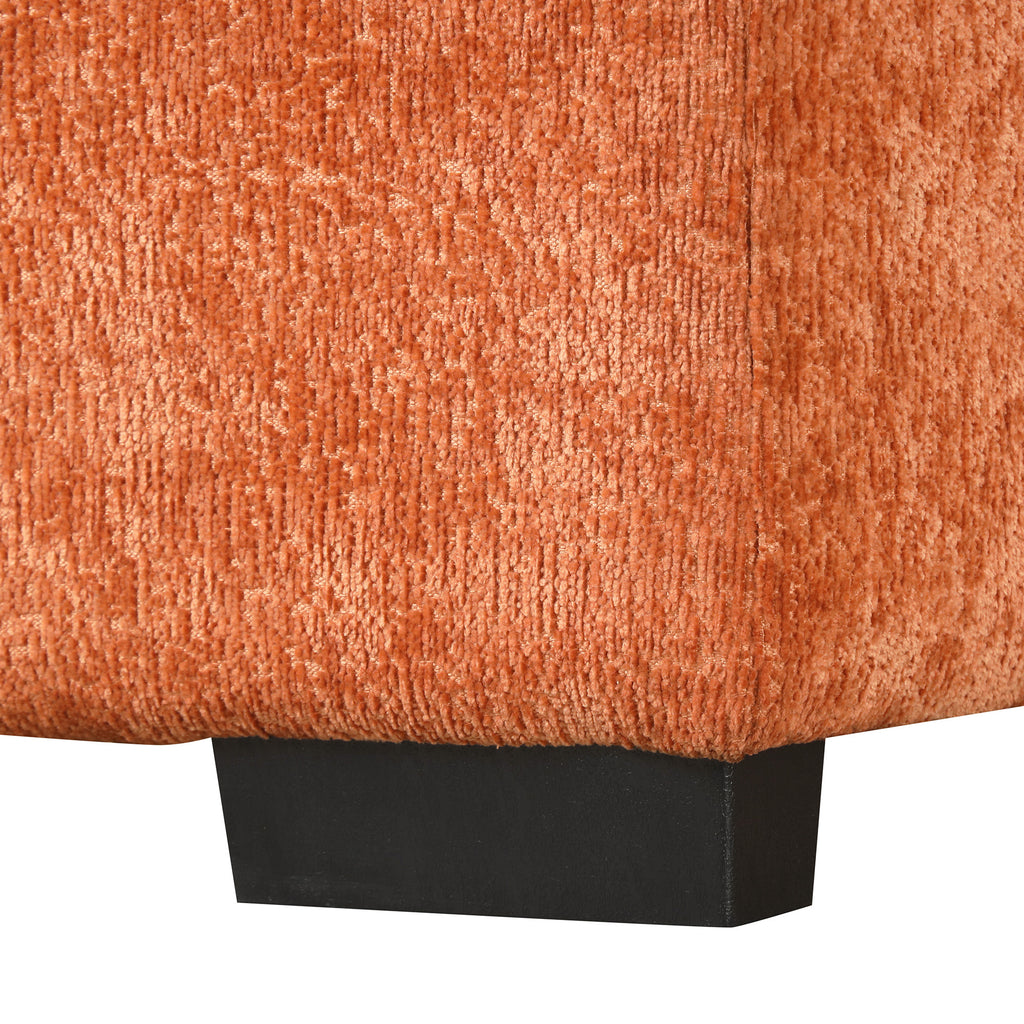 Convertible L-shaped Sofa Bed with Storage Ottoman, Power Sockets & USB Ports, Orange Chenille, 82.67' - Grand Goldman Shop