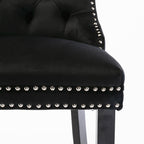 Contemporary Velvet Upholstered Barstools with Button Tufted Decoration and Wooden Legs, and Chrome Nailhead Trim, Leisure Style Bar Chairs,Bar stools, Set of 2 (Black),SW2002BK - Grand Goldman Shop