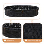Modern 3-Tier Handwoven Side Table with Oval Organizer in Black Metal and Paper Rope - Grand Goldman Shop