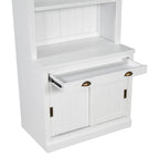 83.4'Tall Bookshelf Suite with LED Lighting, Modern Bookcase Suite with Sliding Doors,Drawers and Open Shelves,Storage Booksh