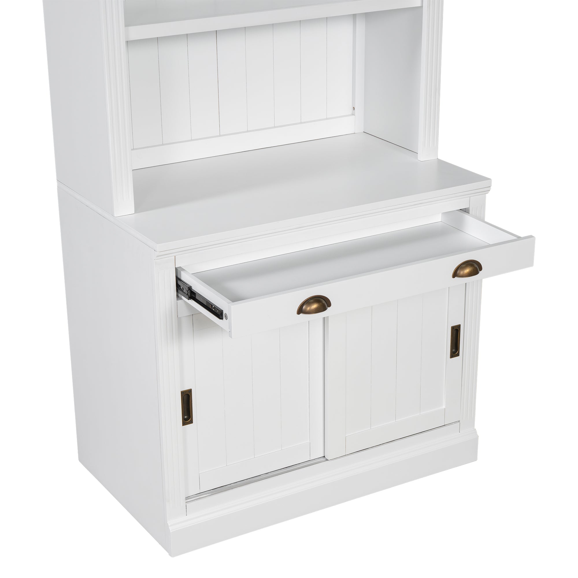 83.4'Tall Bookshelf Suite with LED Lighting, Modern Bookcase Suite with Sliding Doors,Drawers and Open Shelves,Storage Booksh