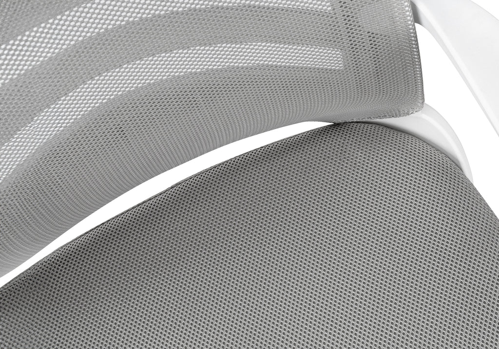 Office Chair, Adjustable Height, Swivel, Ergonomic, Armrests, Computer Desk, Work, Grey Mesh, Chrome Metal, Contemporary, Mod