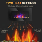 28.5' 1500W Electric Wall-Mounted Fireplace with Flame Effect, 7 Color Background Light, Black - Grand Goldman Shop